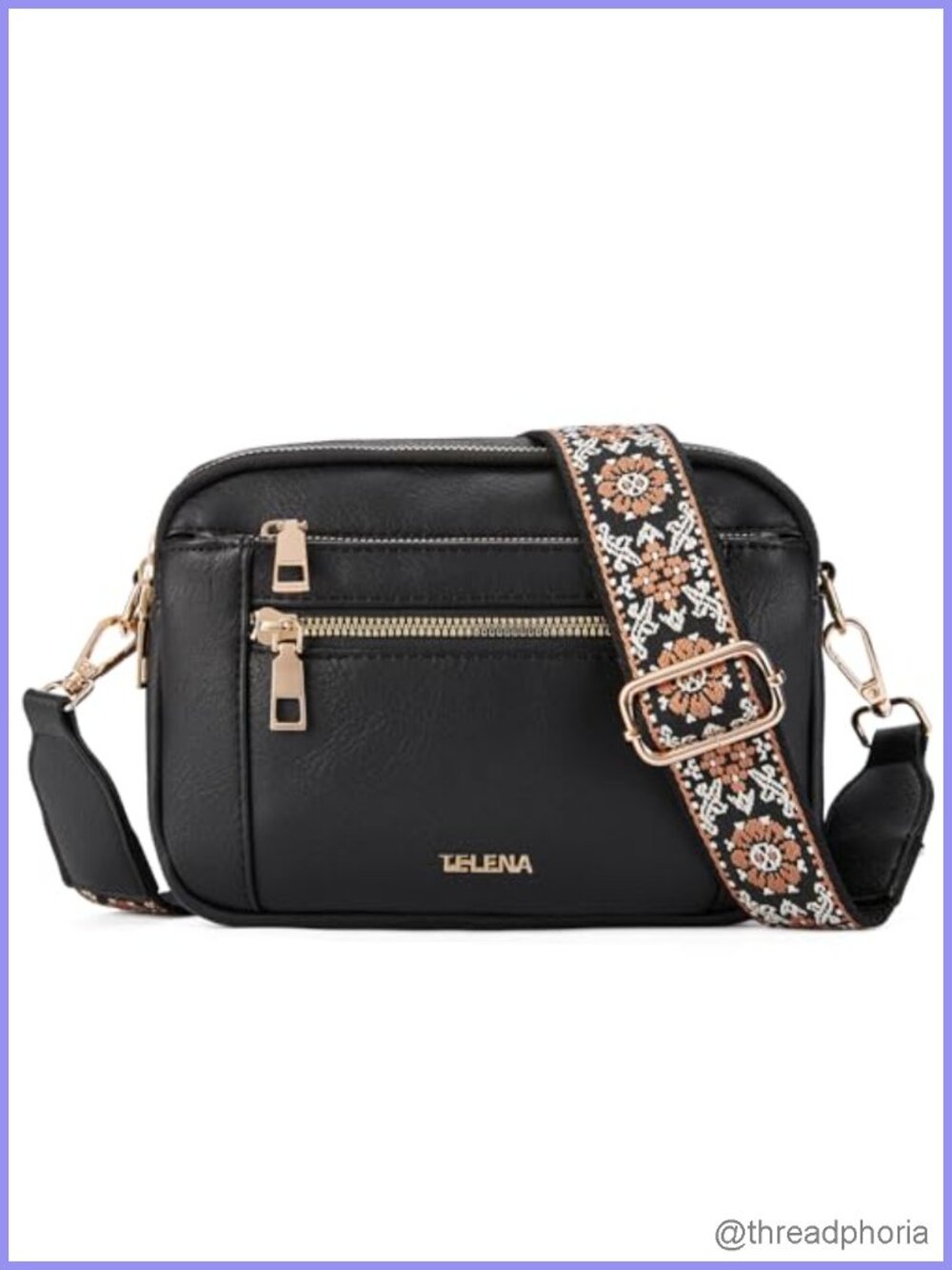 Telena Vegan Leather Small Crossbody Purse 2-Way Carry Adjustable Strap